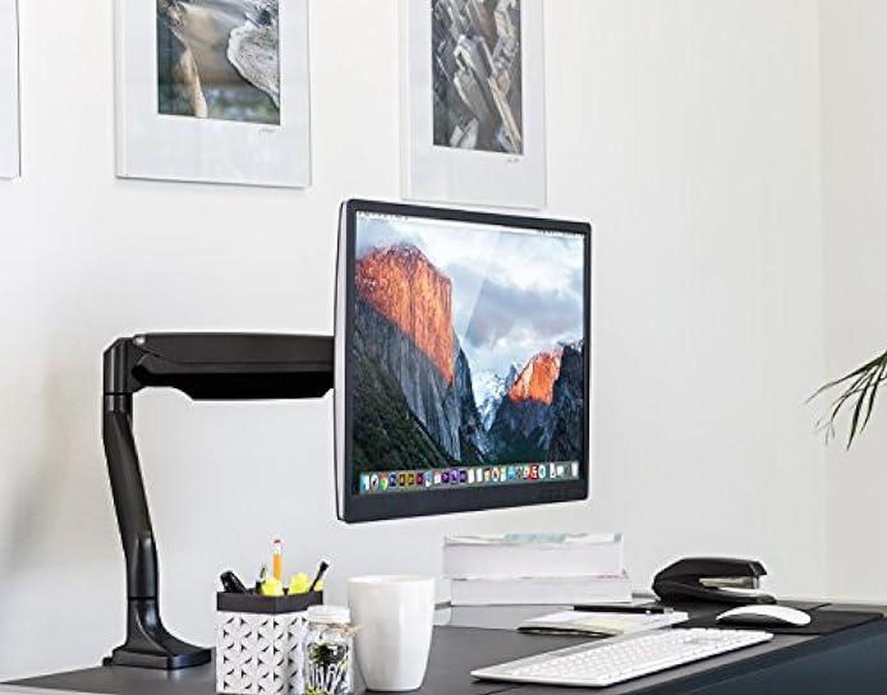 Alt view image 2 of 6 - Mount-It! Single Monitor Arm Desk Mount | Gas Spring Monitor Arm | Full Motion Articulating Height Adjustable | Fits 21 22 23 24 27 30 32 Inch VESA Compatible Computer Screen | Clamp and Grommet Base