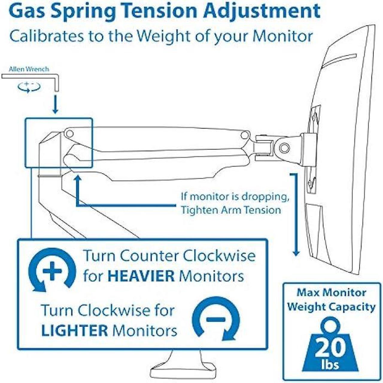 Alt view image 5 of 6 - Mount-It! Single Monitor Arm Desk Mount | Gas Spring Monitor Arm | Full Motion Articulating Height Adjustable | Fits 21 22 23 24 27 30 32 Inch VESA Compatible Computer Screen | Clamp and Grommet Base