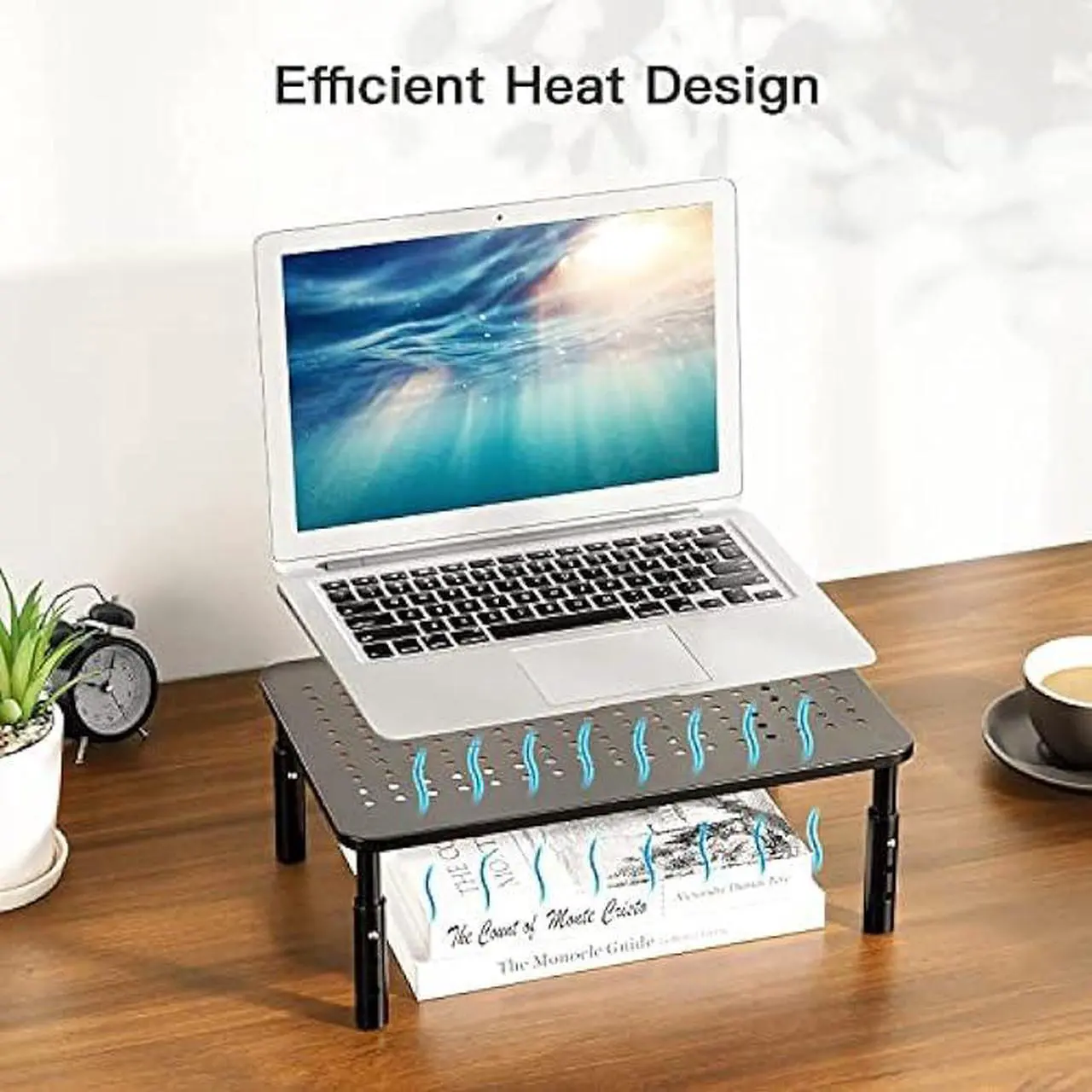 Alt view image 4 of 6 - Monitor Stand, Monitor Stand Riser 3 Height Adjustable, Monitor Riser with Airflow Vents, Laptop Stand for Desk, Laptop Riser, Desk Organizer for Monitor, 15.6 Laptop, PC, Printer