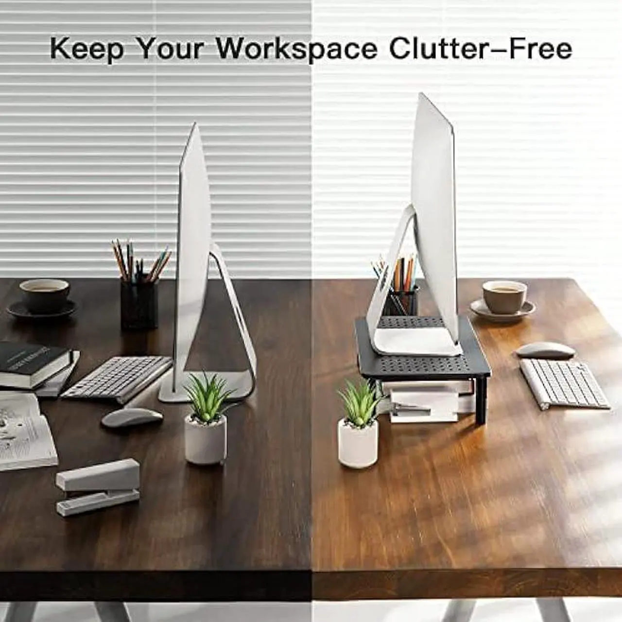 Alt view image 5 of 6 - Monitor Stand, Monitor Stand Riser 3 Height Adjustable, Monitor Riser with Airflow Vents, Laptop Stand for Desk, Laptop Riser, Desk Organizer for Monitor, 15.6 Laptop, PC, Printer