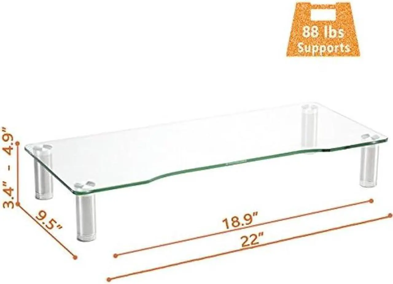Alt view image 6 of 6 - Clear Computer Monitor Riser with Height Adjustable Multi Media Desktop Stand for Flat Screen LCD LED TV, Laptop/Notebook/Xbox One,HD01T-001