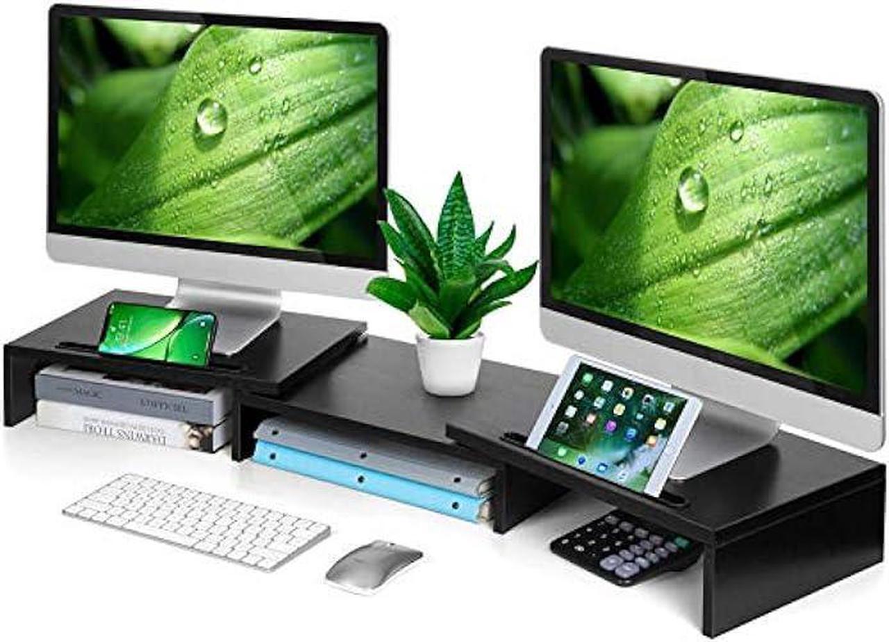 Main image of AMERIERGO Dual Monitor Stand Riser for 2 Monitors, Monitor Stand for Desk, Adjustable Computer Monitor Stand with 2 Slot, Multifunctional Desktop Organizer Stand for Laptop, PC, Computer, Printer