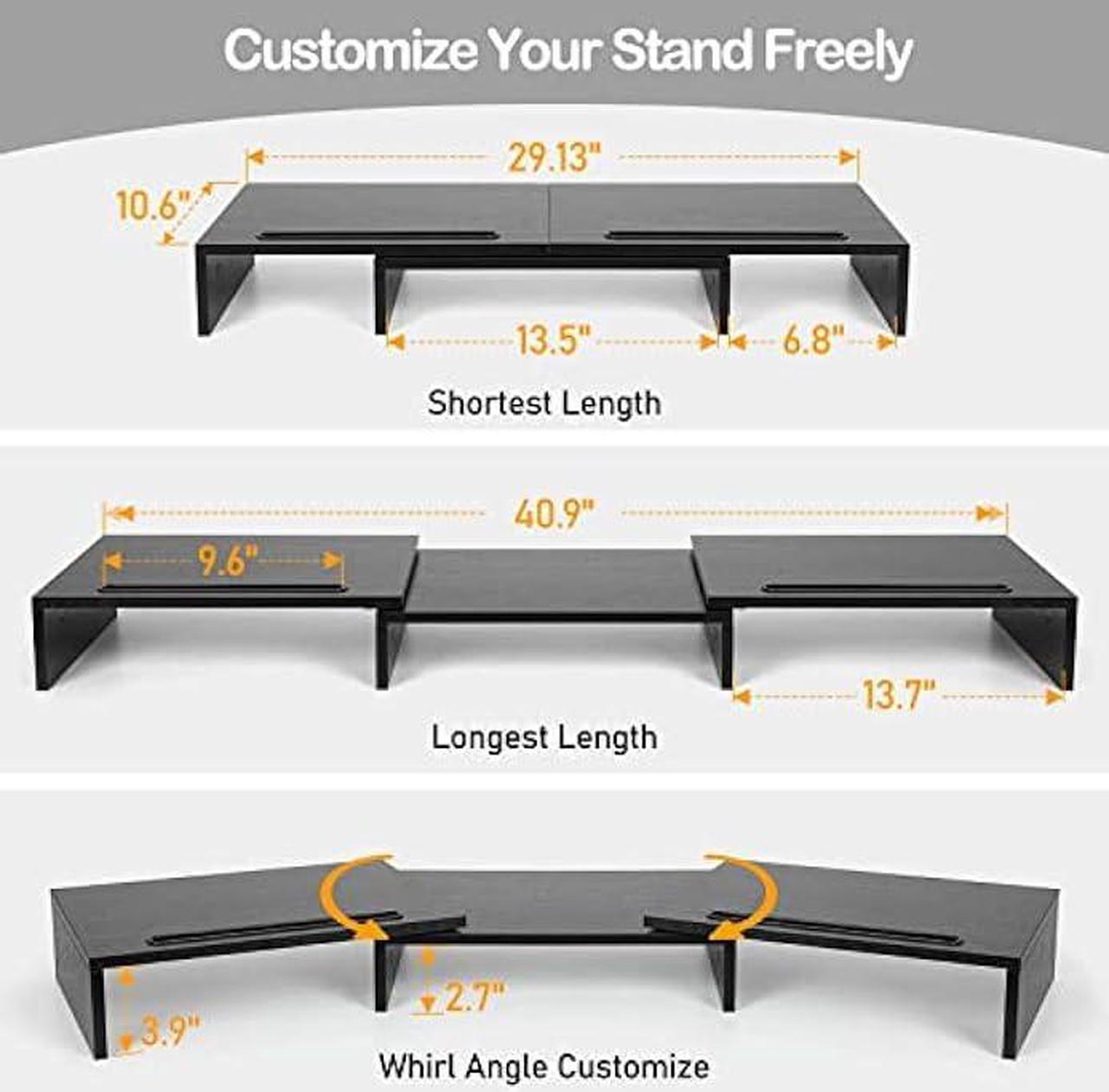 Alt view image 4 of 6 - AMERIERGO Dual Monitor Stand Riser for 2 Monitors, Monitor Stand for Desk, Adjustable Computer Monitor Stand with 2 Slot, Multifunctional Desktop Organizer Stand for Laptop, PC, Computer, Printer