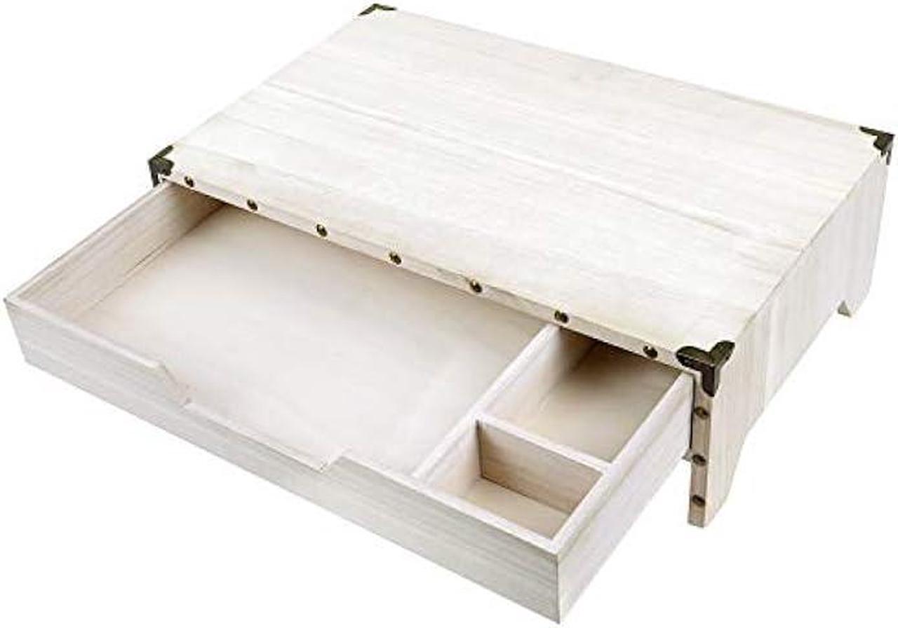 Alt view image 5 of 6 - Ikee Design Wooden Monitor Stand Riser with Drawer,Wood Desktop Stands for Laptop Computer/TV/PC, Wood Clutter-Free Desk Stand with Storage Organizer, 16 1/2 W x 10 1/4 D x 5 1/8 H, White