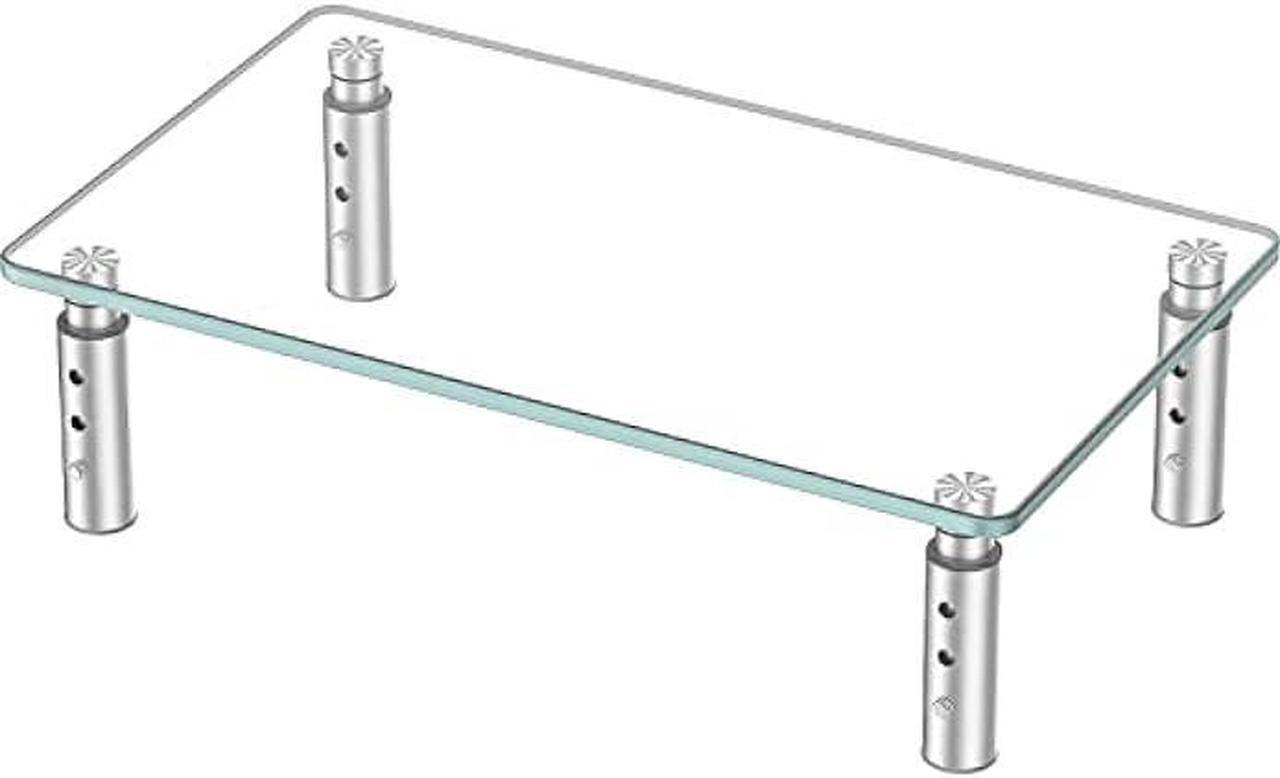 Main image of Hemudu Monitor Stand -3 Adjustable Height Monitor Riser, Computer Monitor Stand, Desktop Organizer, Monitor Stand Riser for PC, Computer, Laptop Clear