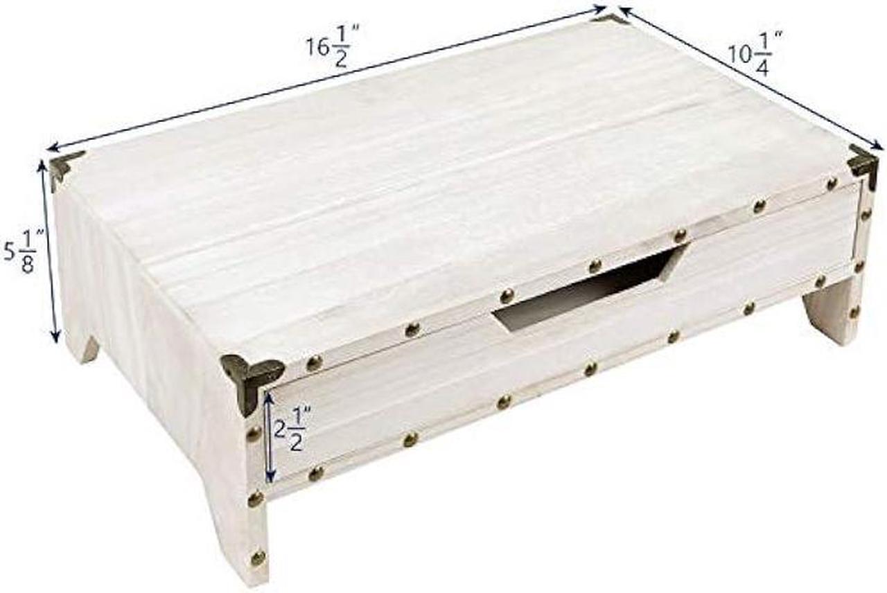 Alt view image 3 of 6 - Ikee Design Wooden Monitor Stand Riser with Drawer,Wood Desktop Stands for Laptop Computer/TV/PC, Wood Clutter-Free Desk Stand with Storage Organizer, 16 1/2 W x 10 1/4 D x 5 1/8 H, White