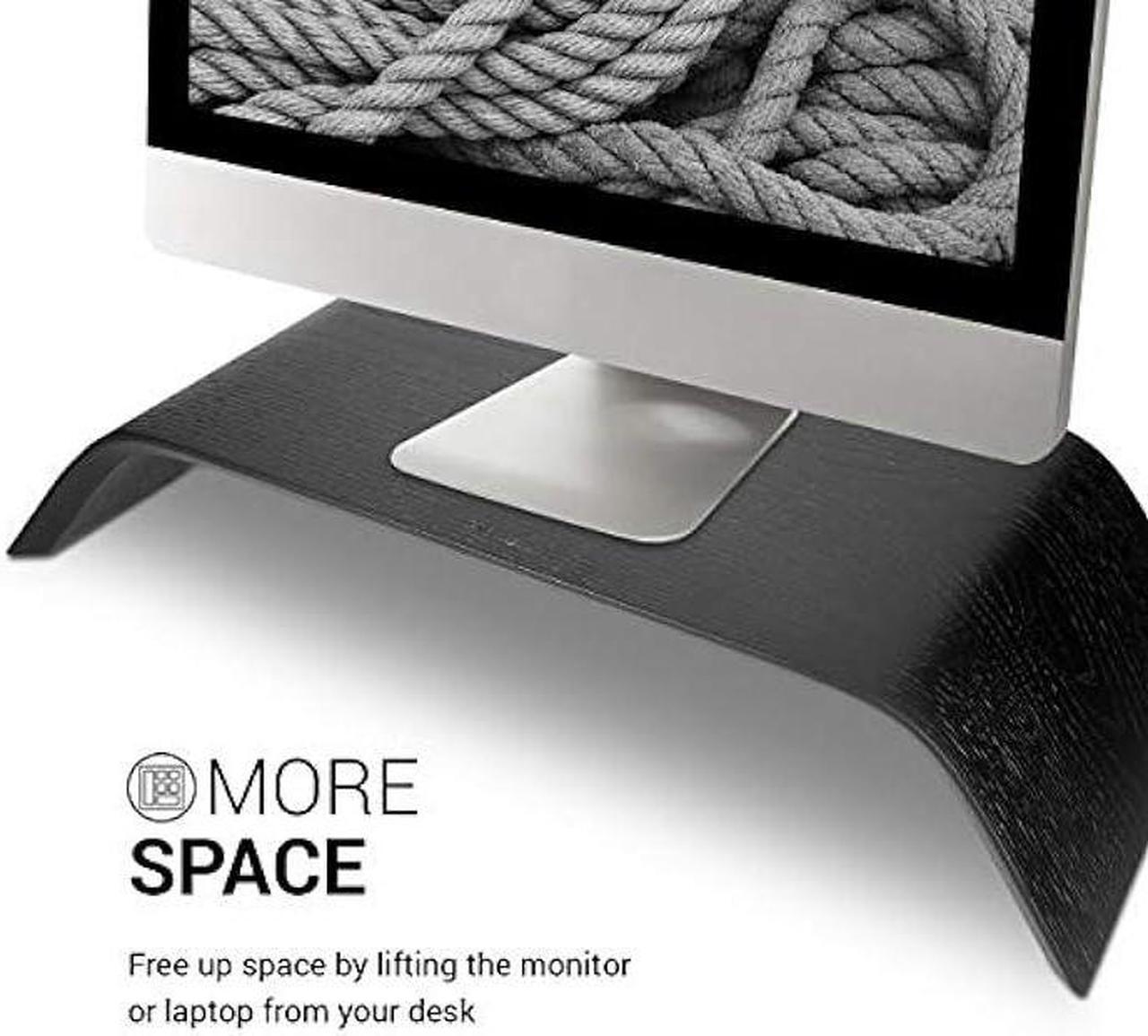 Alt view image 3 of 5 - kalibri Wood Monitor Stand Riser - Computer Desk Holder Desktop Dock Wooden Mount Display for PC TV Screen Notebook Laptop - Oak with Black Stain