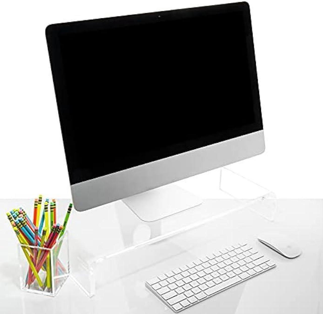 Main image of Acrylic Monitor Stand with Matching Pen Holder, 12mm Thick Clear Acrylic Monitor Riser, Laptop Stand for Home, Office, and Work. Computer Desk Riser with Keyboard Storage for LCD LED TV Screen (Clear)