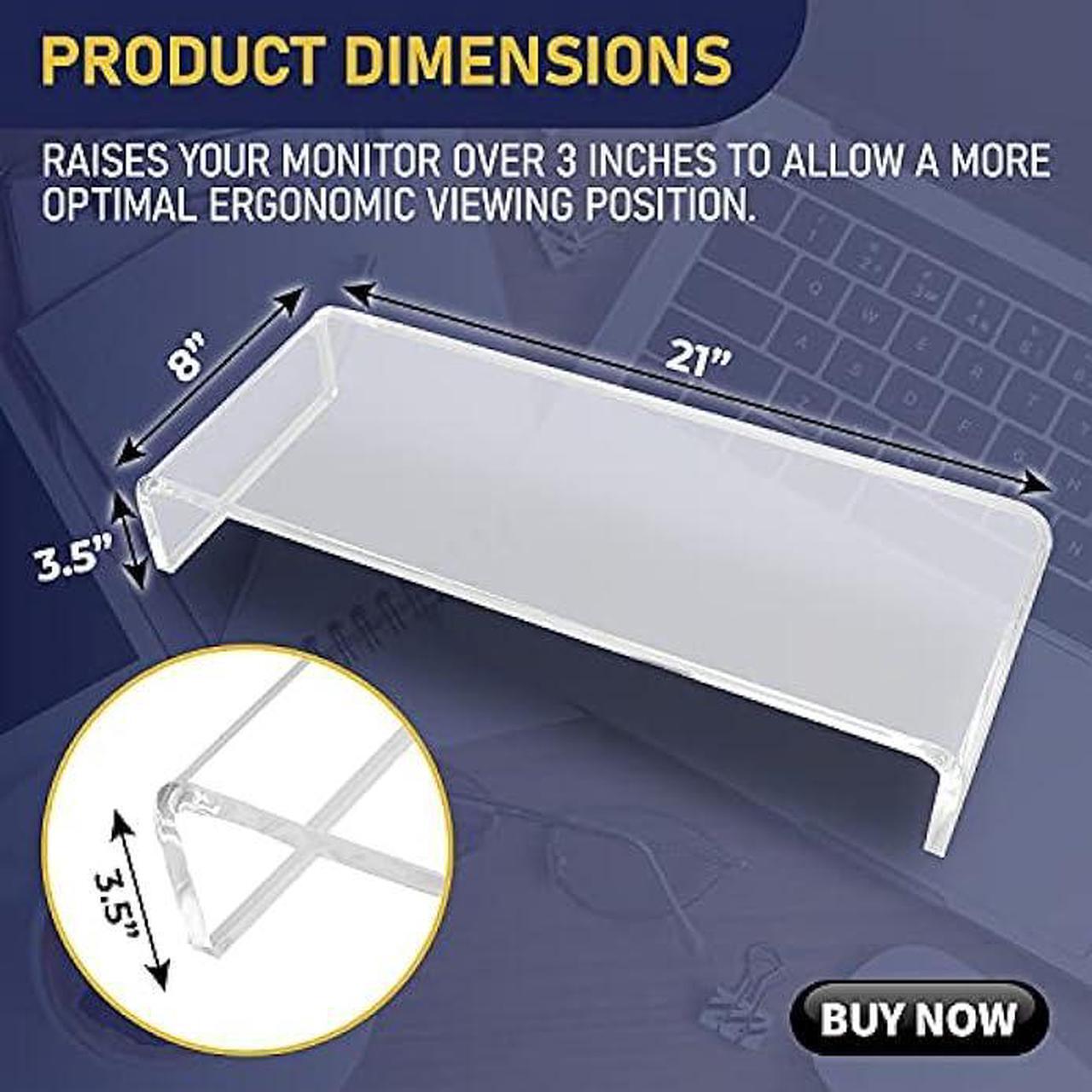 Alt view image 5 of 7 - Acrylic Monitor Stand with Matching Pen Holder, 12mm Thick Clear Acrylic Monitor Riser, Laptop Stand for Home, Office, and Work. Computer Desk Riser with Keyboard Storage for LCD LED TV Screen (Clear)