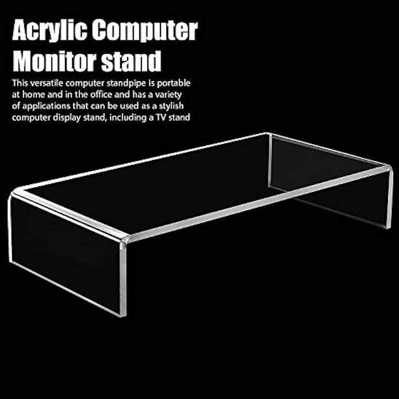 Alt view image 3 of 7 - 2 Pieces Clear Acrylic Computer Monitor Stand Holder Acrylic Stand Computer Stand Desktop Monitor Riser Stands for Home Office Business Laptop Screen TV Monitor, Wireless Keyboard Storage