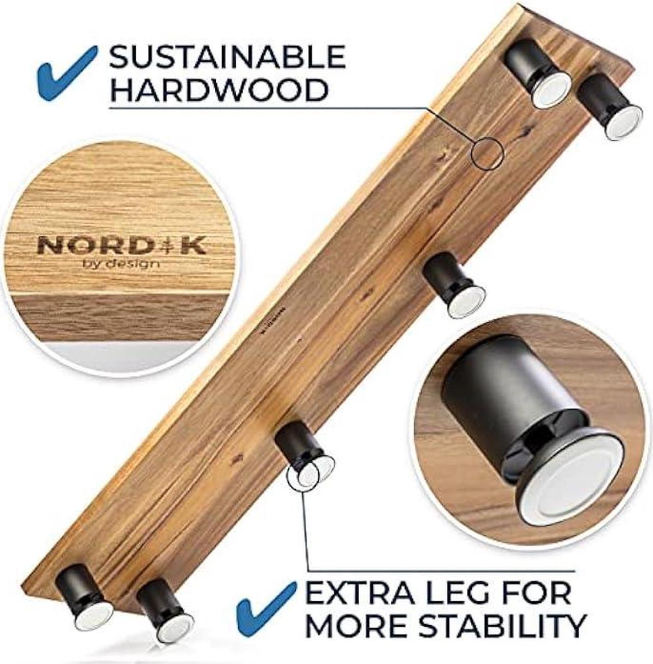 Alt view image 6 of 7 - Nordik Large Dual Monitor Riser for 2 - Premium Handmade Hardwood Acacia Computer - Laptop TV Stand with Storage for Desk Accessories - Organizer Television