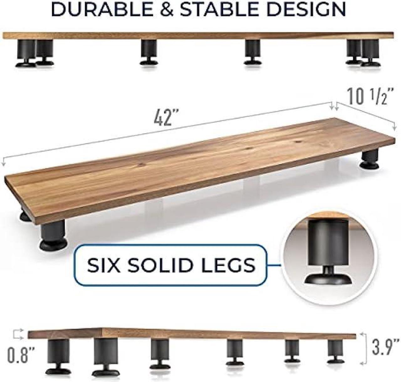 Alt view image 7 of 7 - Nordik Large Dual Monitor Riser for 2 - Premium Handmade Hardwood Acacia Computer - Laptop TV Stand with Storage for Desk Accessories - Organizer Television