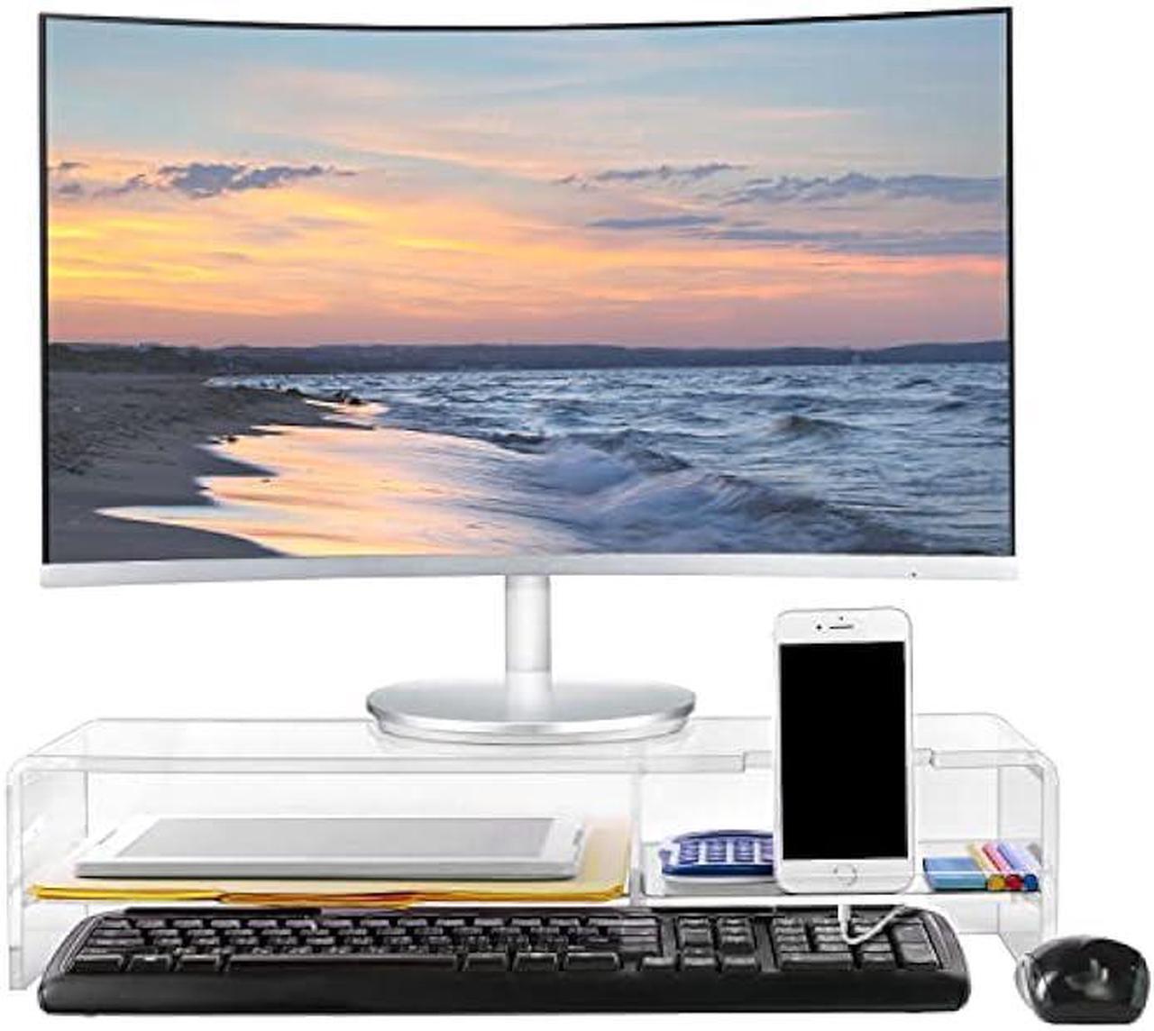Alt view image 3 of 6 - Ikee Design Premium Acrylic Monitor Stand, Monitor Riser/Computer Stand for Home Office Business w/Sturdy Platform, PC Desk Stand for Keyboard Storage, 20 W x 7.5 D x 4.8 H, Clear