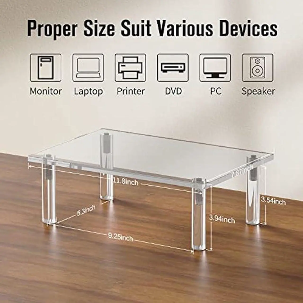 Alt view image 2 of 6 - PANO-MOUNTS Acrylic Computer Countertop Organizer for Bathroom Bedroom Kitchen Office 11.8inch Clear Desktop Makeup Vanity Tray Perfume Spice Rack Shelf Organizer Stand Riser Decor