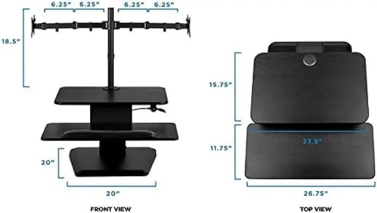Alt view image 4 of 5 - Mount-It! Sit Stand Workstation Standing Desk Converter with Dual Monitor Mount Combo, Ergonomic Height Adjustable Tabletop Desk, Black