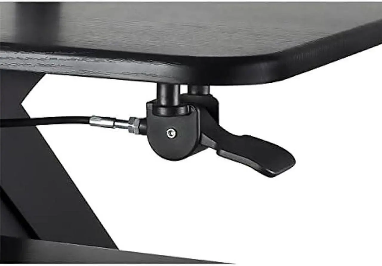 Alt view image 5 of 5 - Mount-It! Sit Stand Workstation Standing Desk Converter with Dual Monitor Mount Combo, Ergonomic Height Adjustable Tabletop Desk, Black