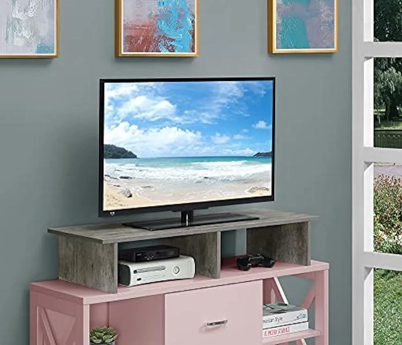 Alt view image 2 of 5 - Convenience Concepts Designs2Go TV/Monitor Riser for TVs up to 46 Inches, Faux Birch