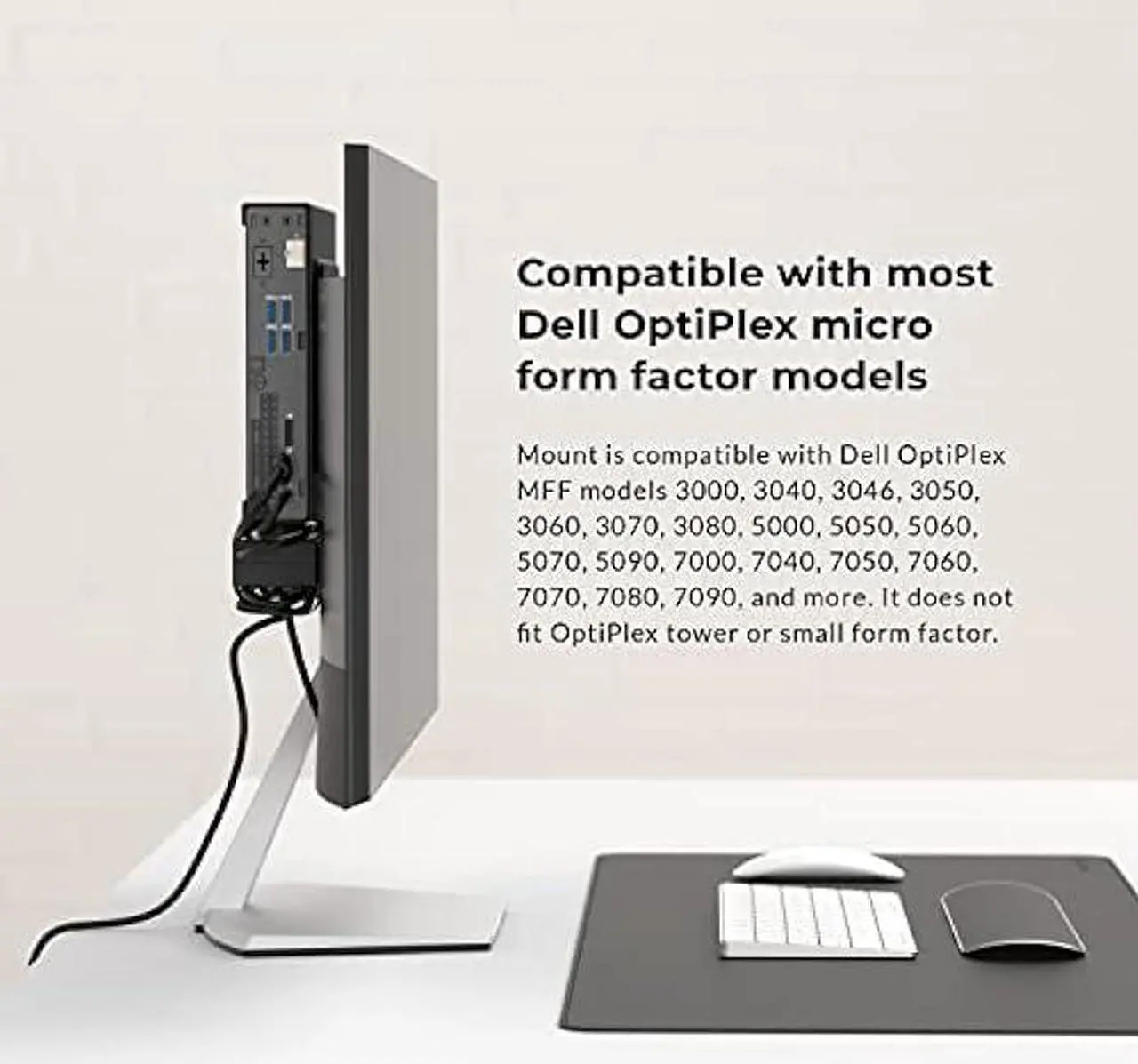 Alt view image 3 of 6 - HumanCentric Mount Compatible with Dell OptiPlex Micro Form Factor Case, VESA, Under Desk and Wall Mount Fits MFF 3040, 3046, 3050, 3060, 3070, 3080, 5050, 5060, 5070, 7040, 7050, 7060, 7070, and More