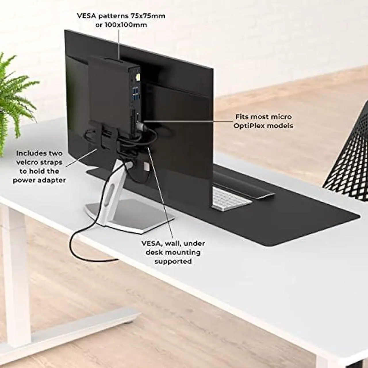 Alt view image 4 of 6 - HumanCentric Mount Compatible with Dell OptiPlex Micro Form Factor Case, VESA, Under Desk and Wall Mount Fits MFF 3040, 3046, 3050, 3060, 3070, 3080, 5050, 5060, 5070, 7040, 7050, 7060, 7070, and More