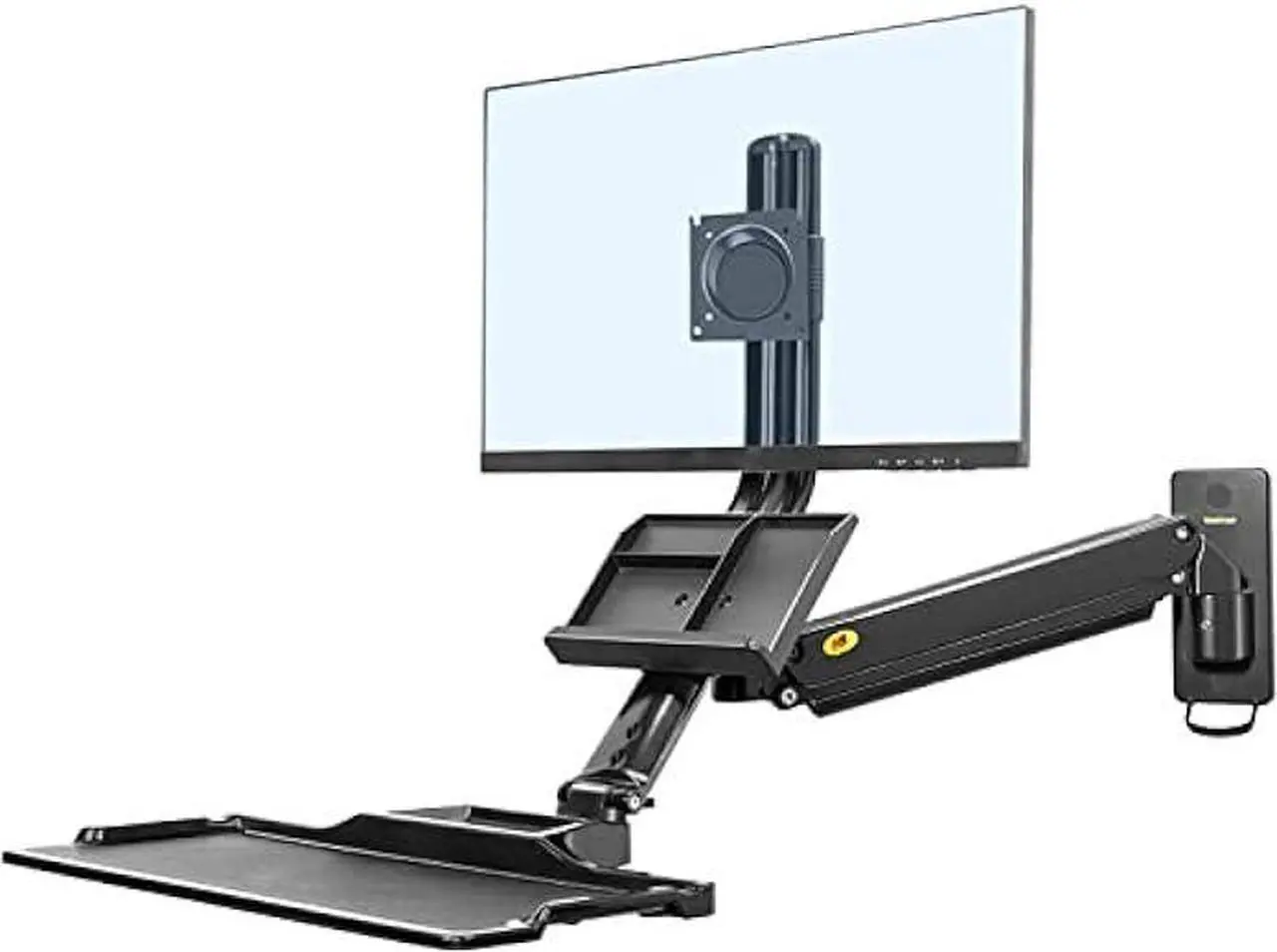 Main image of Sit Stand Workstation Wall Mount Height Adjustable Sit-Stand Converter for 19''-27'' Screens with Keyboard Tray, VESA 75/100, Load Capacity from 4.4-19.8lbs MB32-B