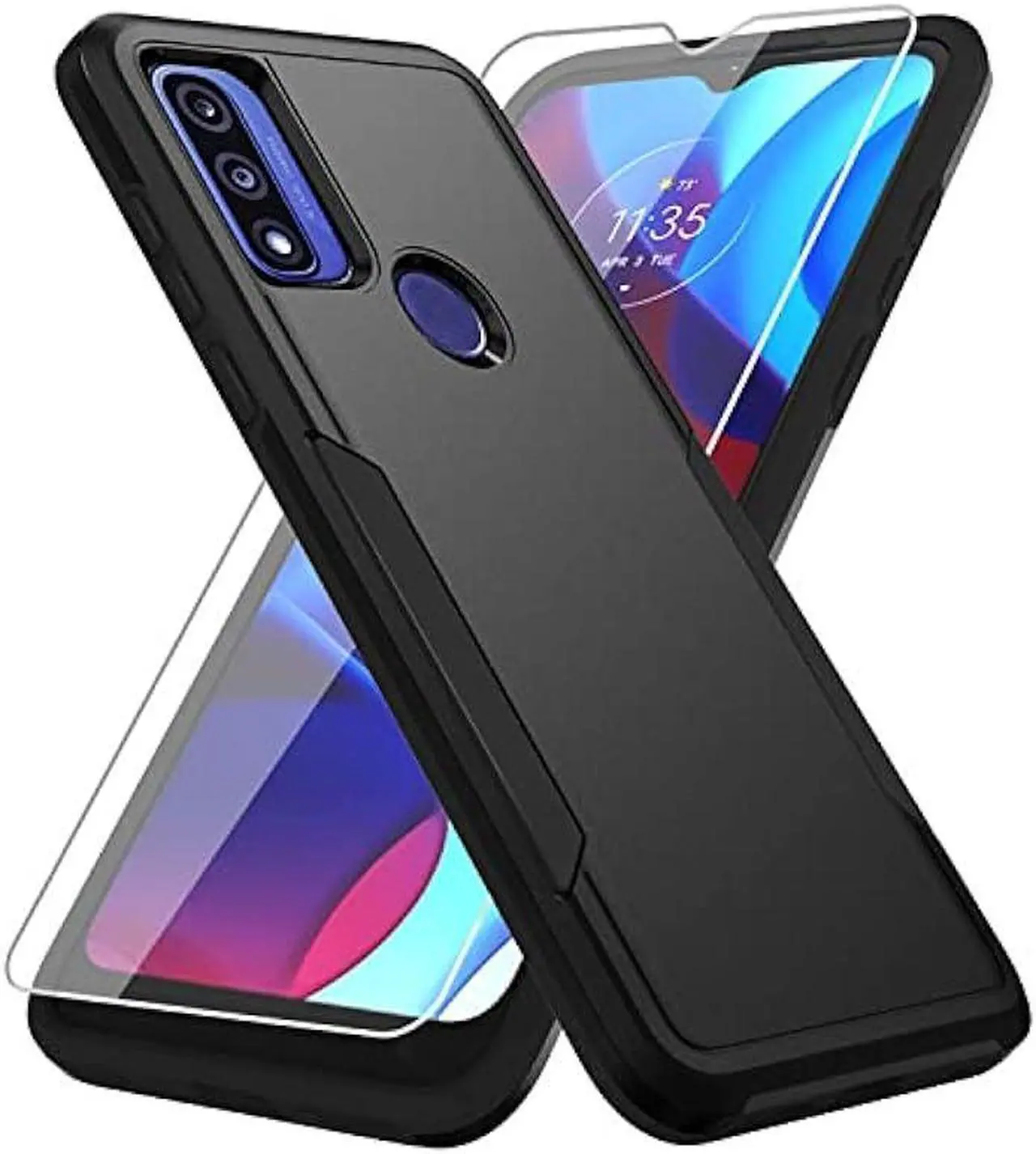 Main image of Warsia for Moto G Pure Case, Moto G Power 2022 Case,with Screen Protector,[Military Grade Drop Tested] Heavy-Duty Tough Rugged Shockproof Protective Case for Motorola Moto G Pure (Black)
