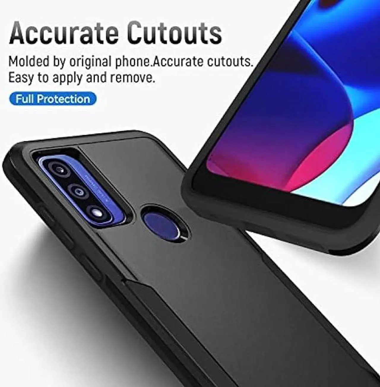 Alt view image 2 of 6 - Warsia for Moto G Pure Case, Moto G Power 2022 Case,with Screen Protector,[Military Grade Drop Tested] Heavy-Duty Tough Rugged Shockproof Protective Case for Motorola Moto G Pure (Black)