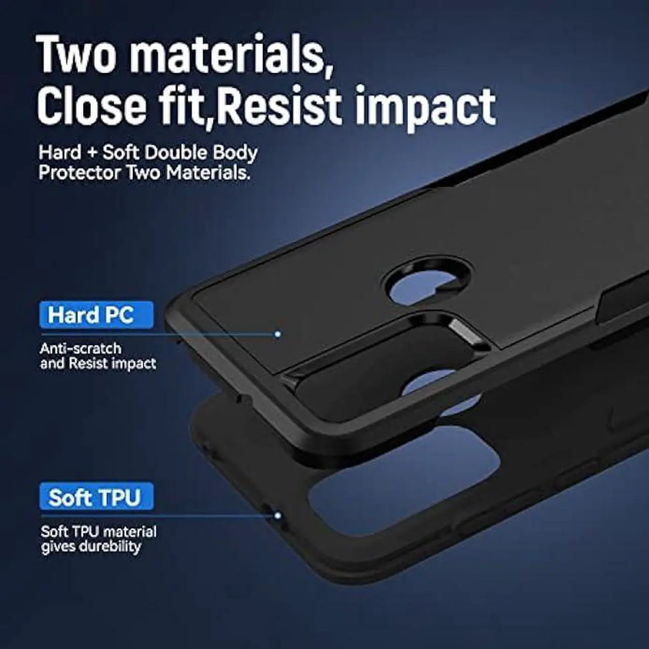 Alt view image 4 of 6 - Warsia for Moto G Pure Case, Moto G Power 2022 Case,with Screen Protector,[Military Grade Drop Tested] Heavy-Duty Tough Rugged Shockproof Protective Case for Motorola Moto G Pure (Black)