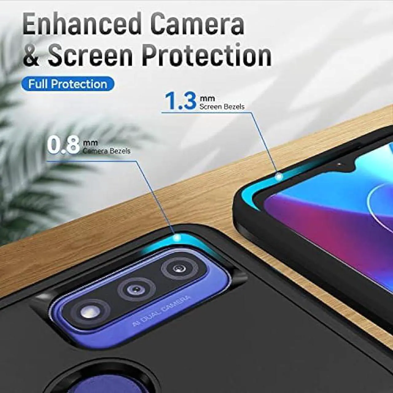 Alt view image 3 of 6 - Warsia for Moto G Pure Case, Moto G Power 2022 Case,with Screen Protector,[Military Grade Drop Tested] Heavy-Duty Tough Rugged Shockproof Protective Case for Motorola Moto G Pure (Black)