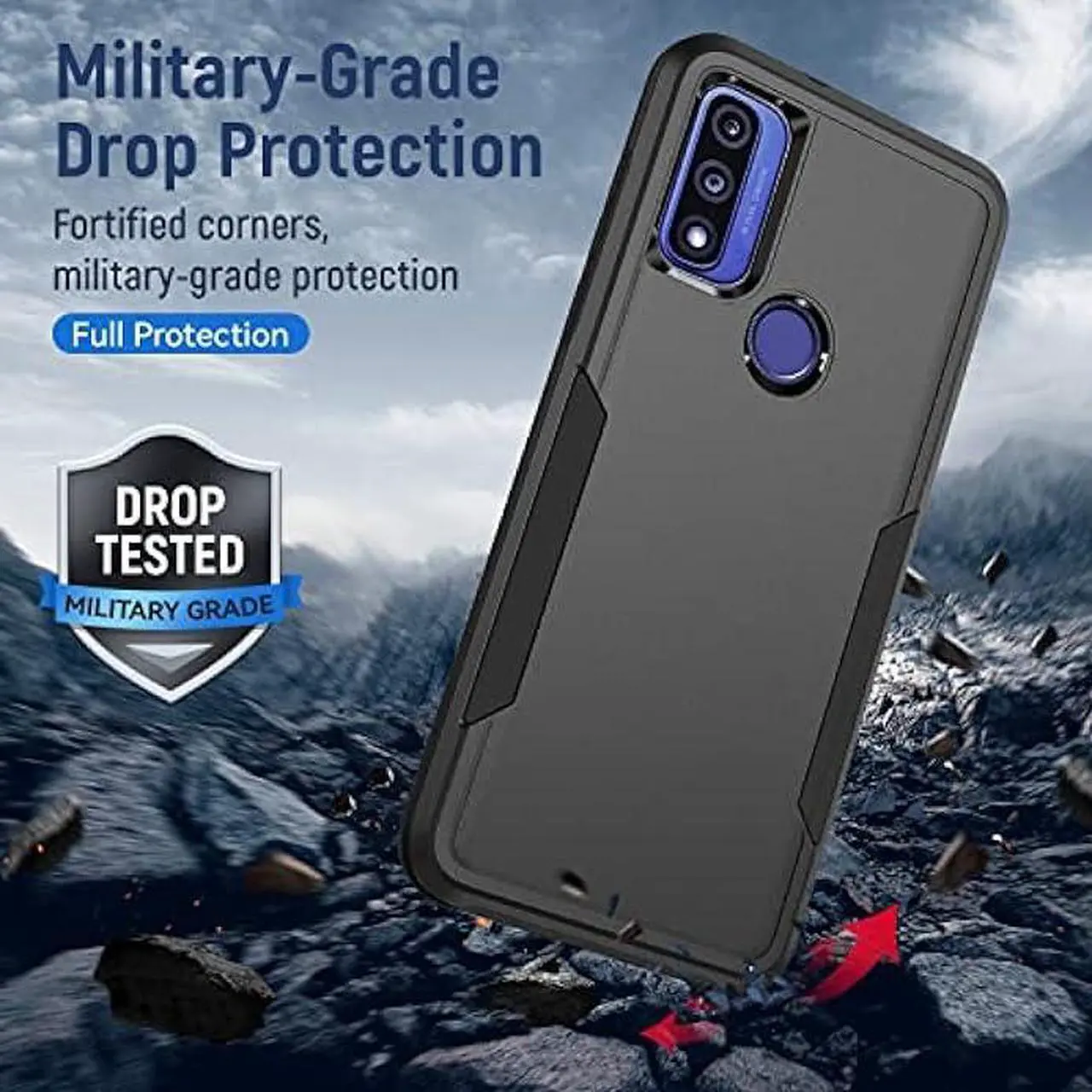 Alt view image 6 of 6 - Warsia for Moto G Pure Case, Moto G Power 2022 Case,with Screen Protector,[Military Grade Drop Tested] Heavy-Duty Tough Rugged Shockproof Protective Case for Motorola Moto G Pure (Black)