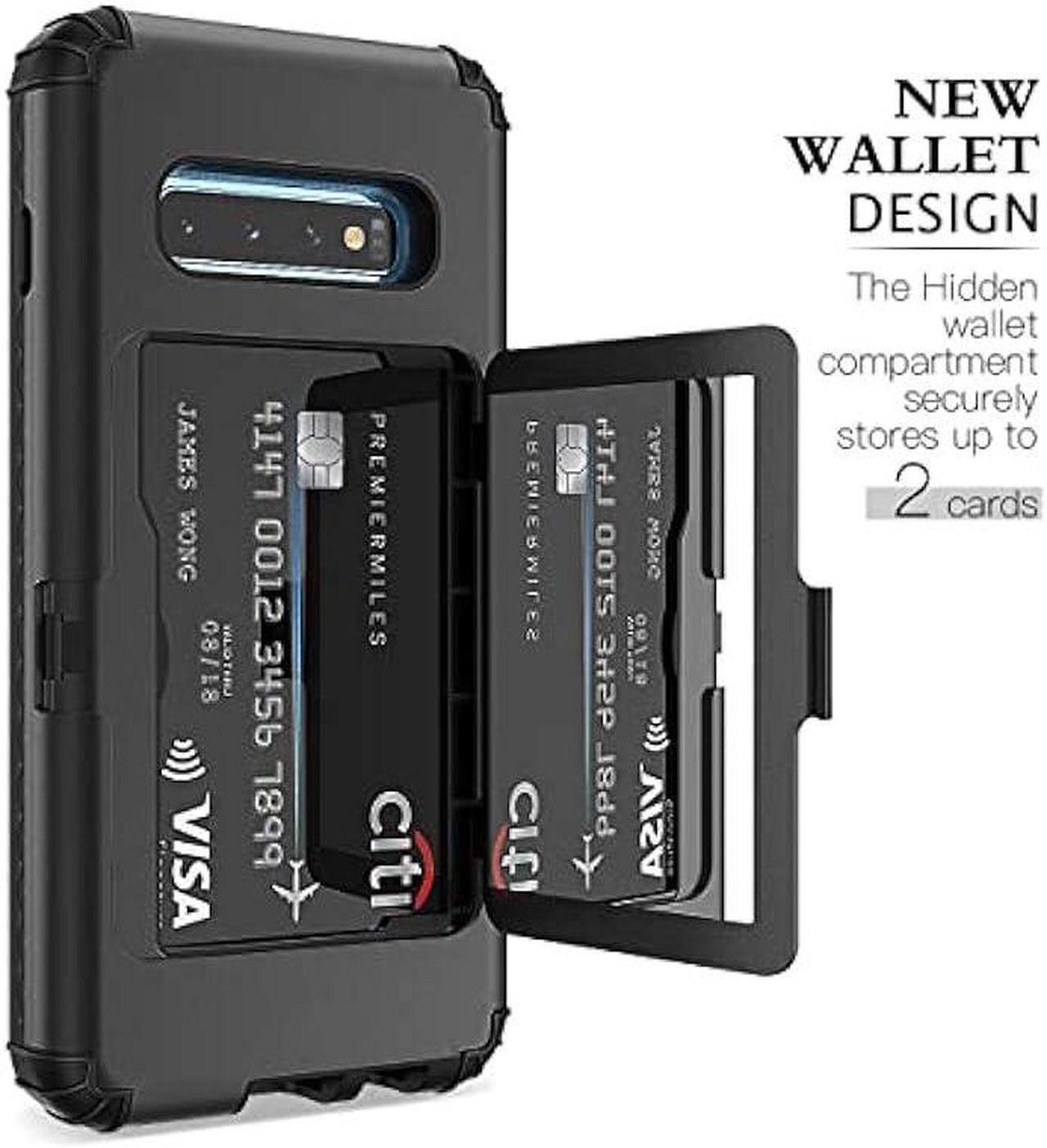 Alt view image 3 of 6 - WeLoveCase Galaxy S10 Wallet Case Defender Wallet Credit Card Holder Cover with Hidden Mirror Three Layer Shockproof Heavy Duty Protection All-Round Protective Case for Samsung Galaxy S10 Black