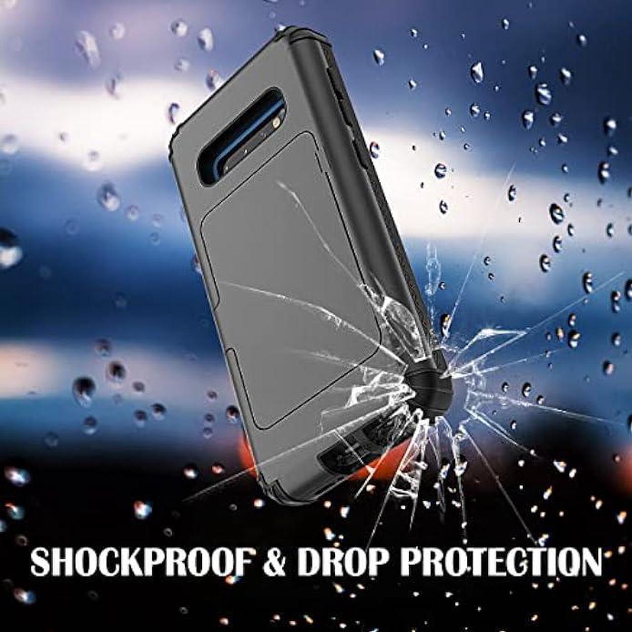 Alt view image 6 of 6 - WeLoveCase Galaxy S10 Wallet Case Defender Wallet Credit Card Holder Cover with Hidden Mirror Three Layer Shockproof Heavy Duty Protection All-Round Protective Case for Samsung Galaxy S10 Black