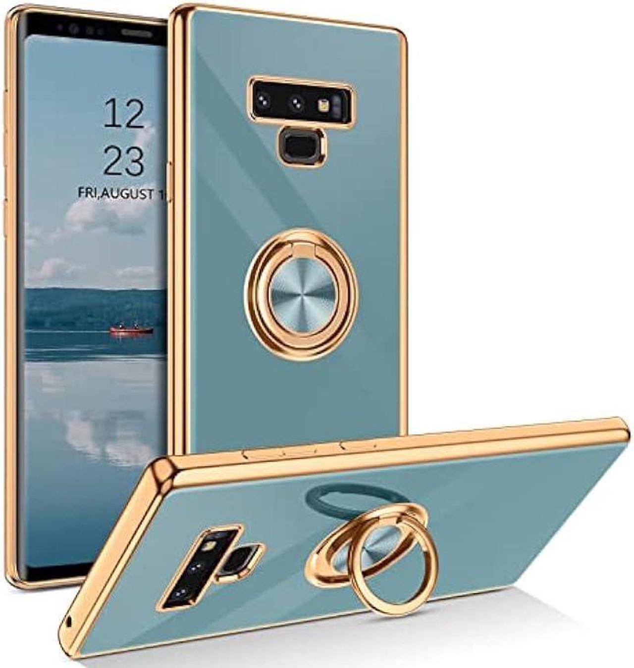 Main image of DUEDUE for Samsung Galaxy Note 9 Case with Ring Holder Kickstand 360 Degree Rotation Magnetic Car Finger Soft TPU Slim Cover Shockproof Protective Phone Case for Samsung Note 9 6.4 Inch, Gray Green