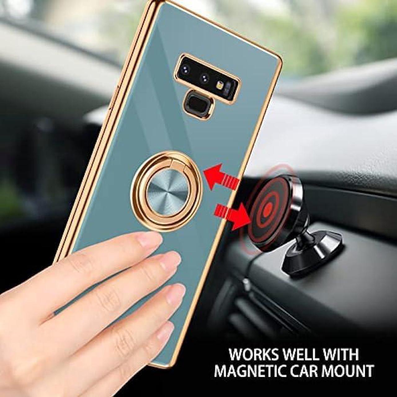 Alt view image 6 of 7 - DUEDUE for Samsung Galaxy Note 9 Case with Ring Holder Kickstand 360 Degree Rotation Magnetic Car Finger Soft TPU Slim Cover Shockproof Protective Phone Case for Samsung Note 9 6.4 Inch, Gray Green