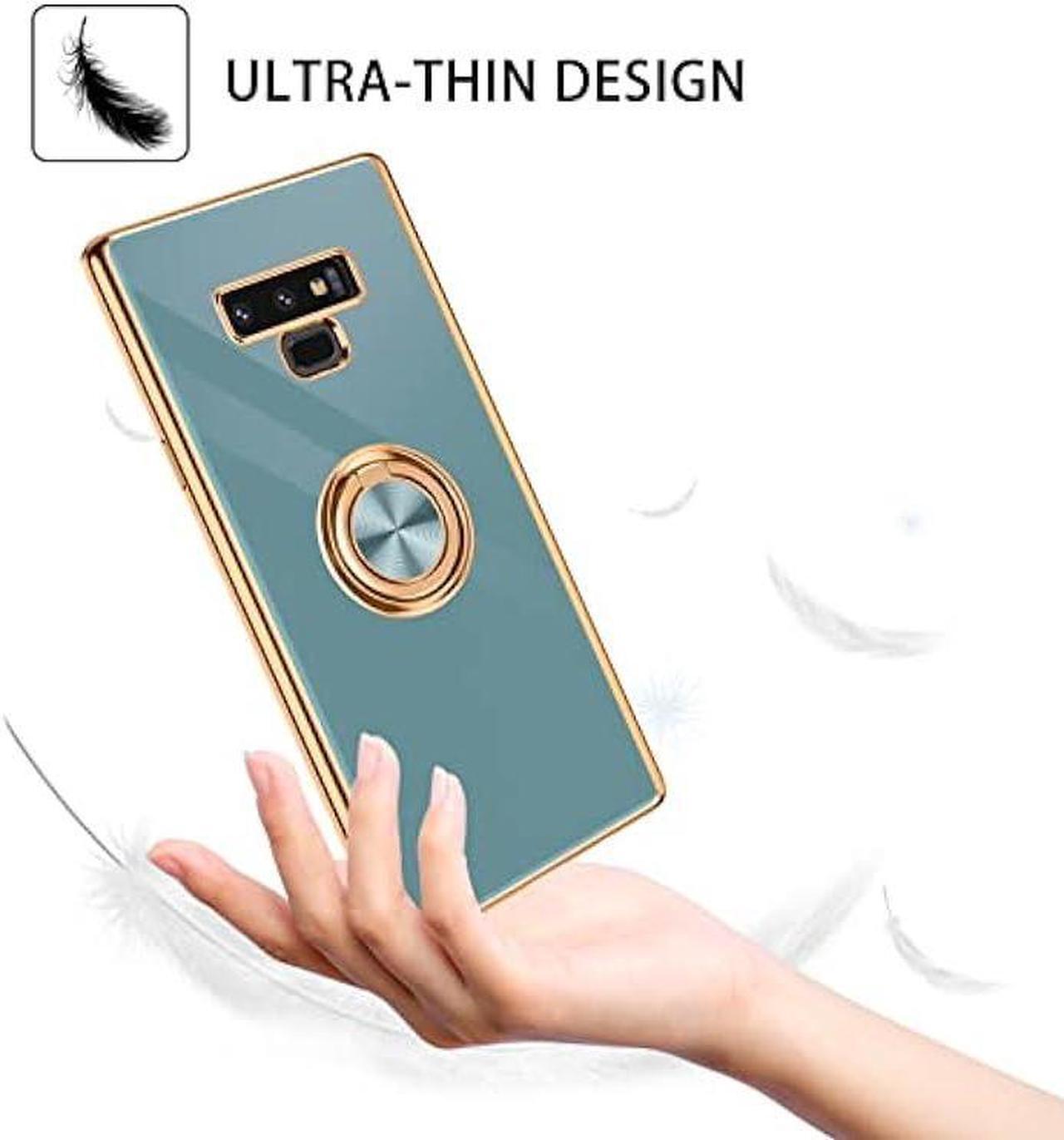 Alt view image 5 of 7 - DUEDUE for Samsung Galaxy Note 9 Case with Ring Holder Kickstand 360 Degree Rotation Magnetic Car Finger Soft TPU Slim Cover Shockproof Protective Phone Case for Samsung Note 9 6.4 Inch, Gray Green