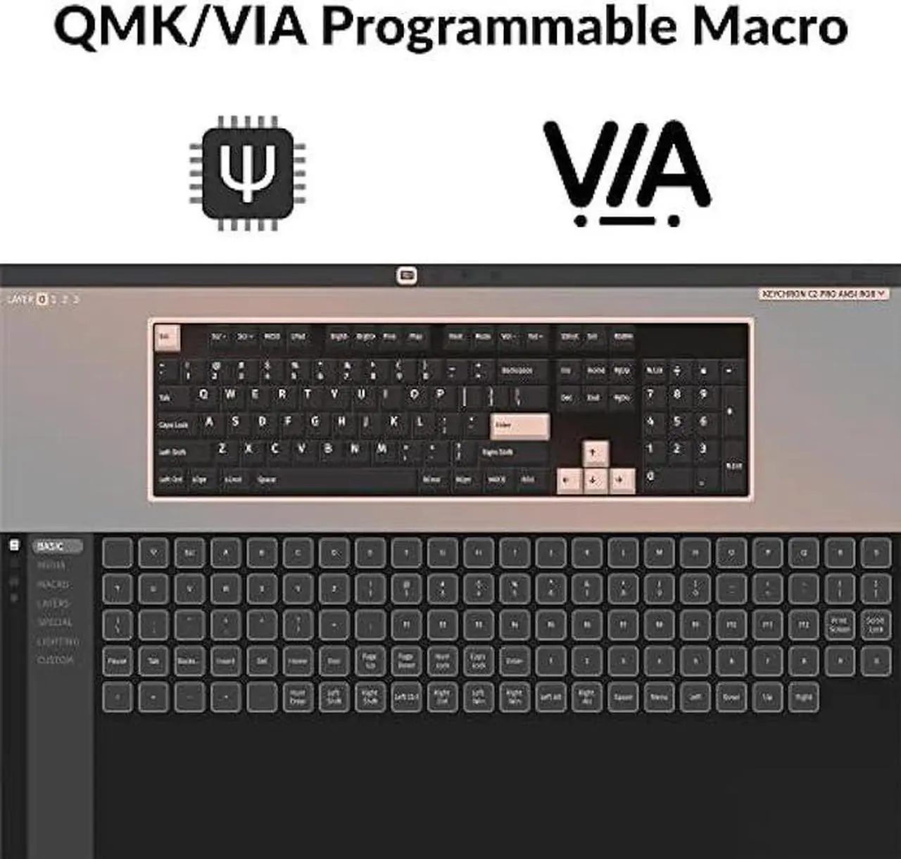 Alt view image 2 of 7 - Keychron C2 Pro Wired Custom Mechanical Keyboard Full Size Layout QMK/VIA Programmable Macro RGB Backlit with Hot-Swappable Keychron K Pro Brown Switch OEM Profile PBT Keycaps for Mac Windows Linux