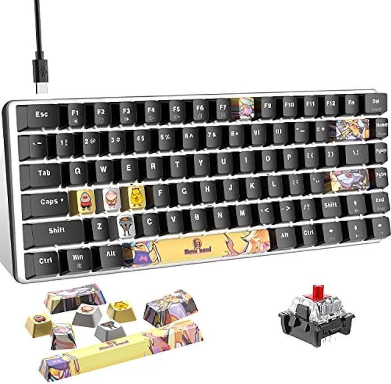Main image of LexonElec Wired Mechanical Gaming Keyboard Hot-Swappable Compact 82 Keys,9 Dye Sublimation Keycaps,White Backlit,Detachable Type-C,Ergonomic for Windows PC Gamers(Red Switch,Black)