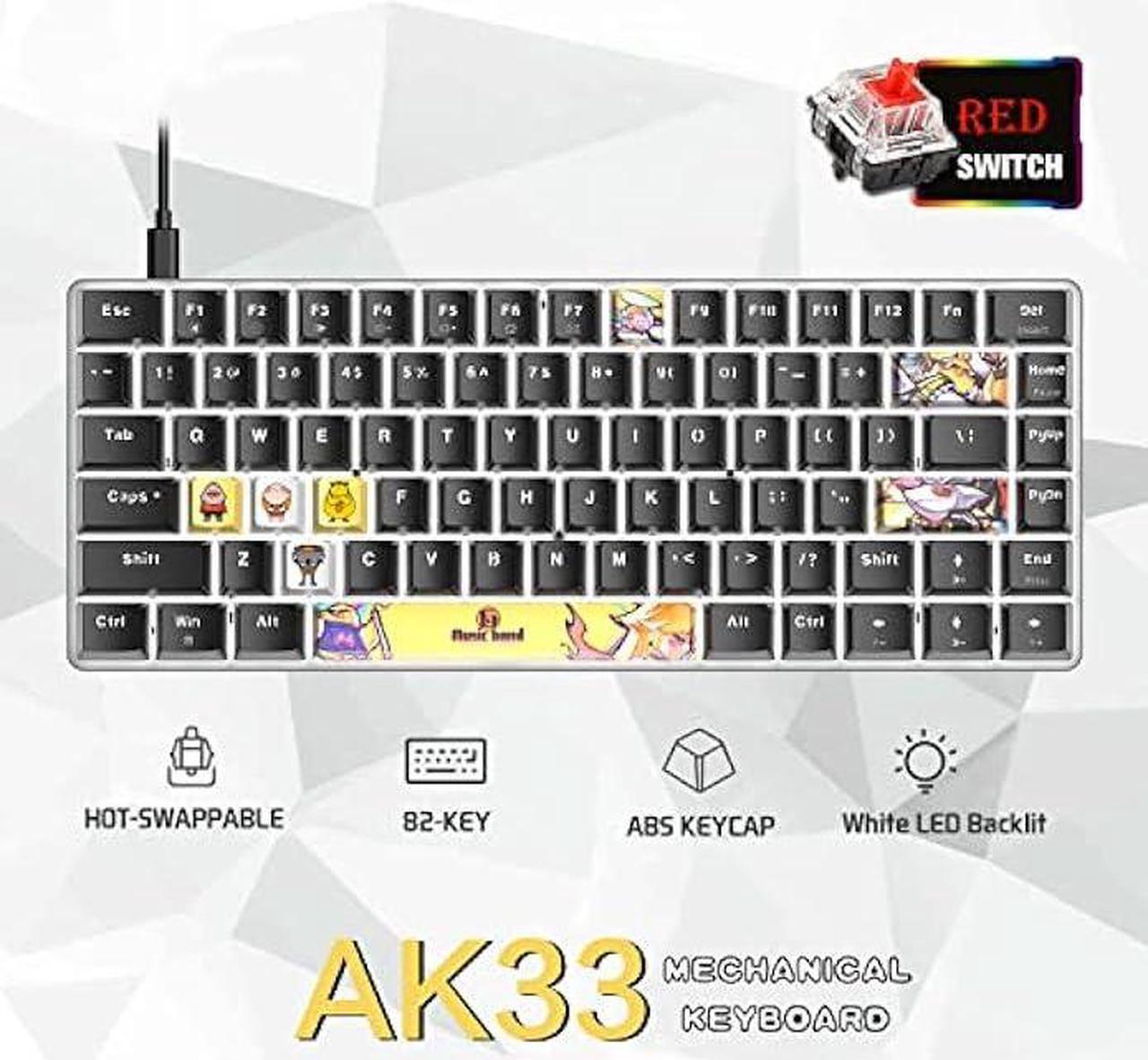 Alt view image 4 of 6 - LexonElec Wired Mechanical Gaming Keyboard Hot-Swappable Compact 82 Keys,9 Dye Sublimation Keycaps,White Backlit,Detachable Type-C,Ergonomic for Windows PC Gamers(Red Switch,Black)