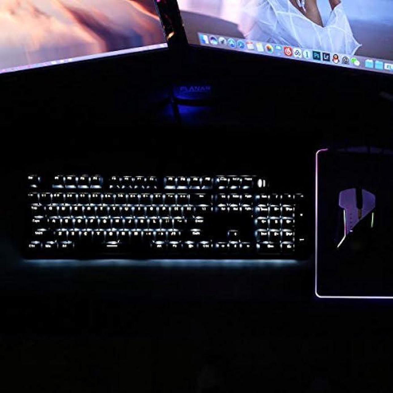 Alt view image 4 of 5 - Qisan Mechanical Gaming Keyboard Full Size 104 Keys US Layout Wired Blue Switch Backlit Keyboard with Black & Grey Color