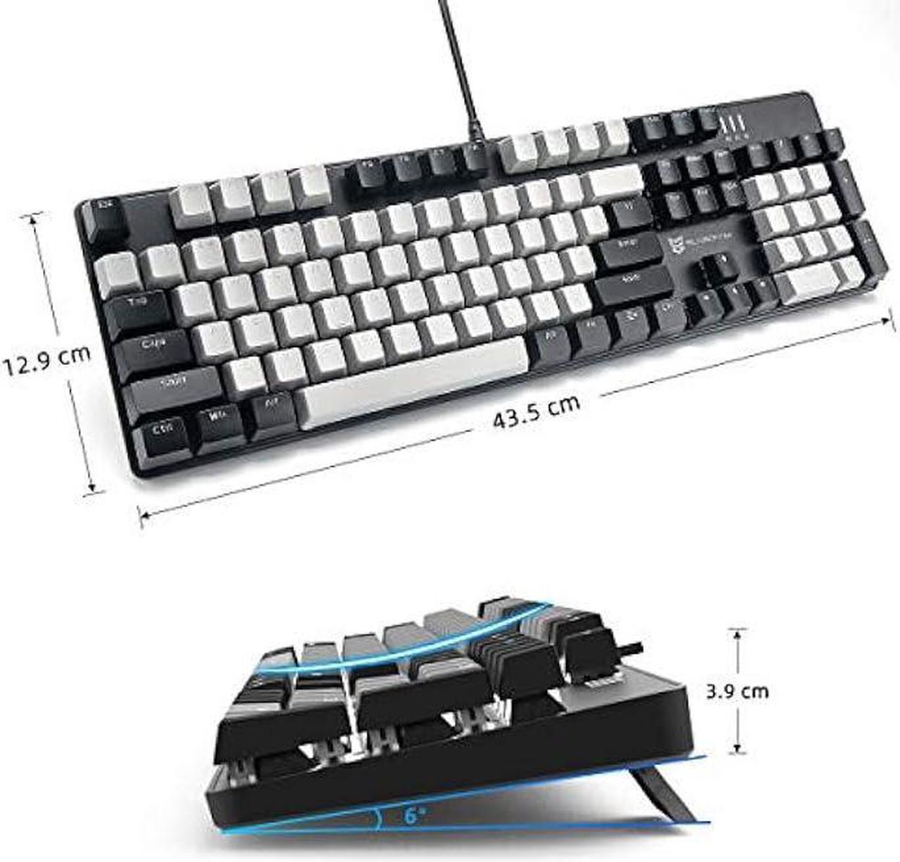 Alt view image 2 of 5 - Qisan Mechanical Gaming Keyboard Full Size 104 Keys US Layout Wired Blue Switch Backlit Keyboard with Black & Grey Color