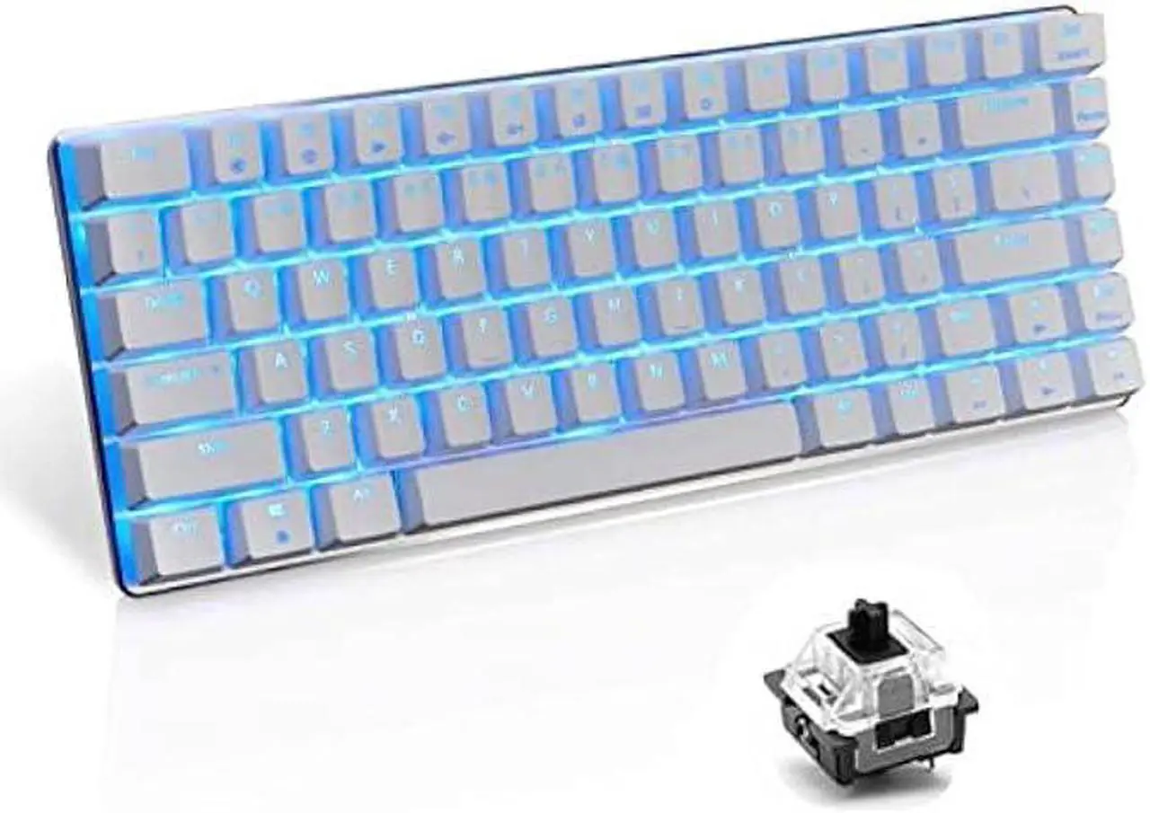 Alt view image 2 of 6 - LexonElec Wired Gaming Keyboard AK33 Blue LED Backlit 82 Keys USB Mechanical Pro Gamer Keypad for Office Typists Playing Games (Black Switch,White)
