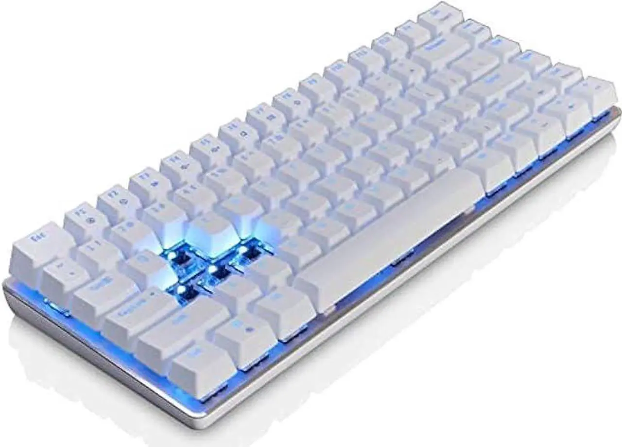 Alt view image 3 of 6 - LexonElec Wired Gaming Keyboard AK33 Blue LED Backlit 82 Keys USB Mechanical Pro Gamer Keypad for Office Typists Playing Games (Black Switch,White)