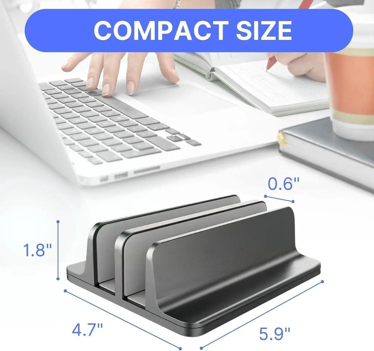 Alt view image 4 of 7 - Unitronworld Dual Laptop Holder Vertical Laptop Stand MacBook Stand Desk Adjustable Closed Double Laptop Stand Laptop Dock Laptop Vertical Stand MacBook Pro Stand Air Surface Stand Notebook