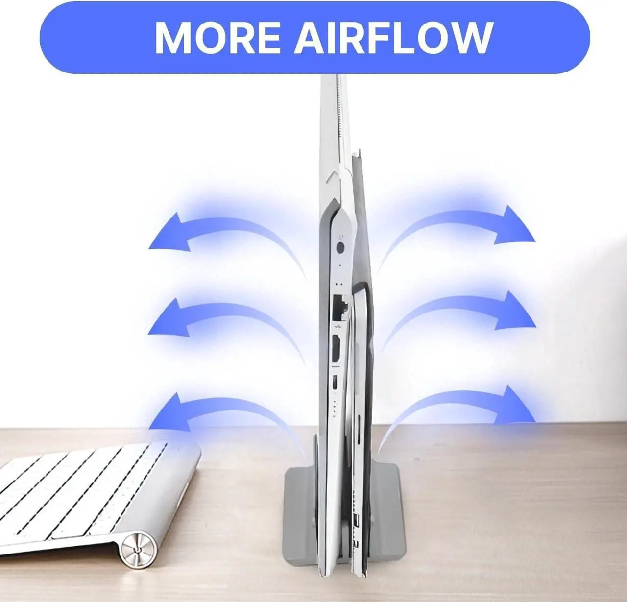 Alt view image 6 of 7 - Unitronworld Dual Laptop Holder Vertical Laptop Stand MacBook Stand Desk Adjustable Closed Double Laptop Stand Laptop Dock Laptop Vertical Stand MacBook Pro Stand Air Surface Stand Notebook