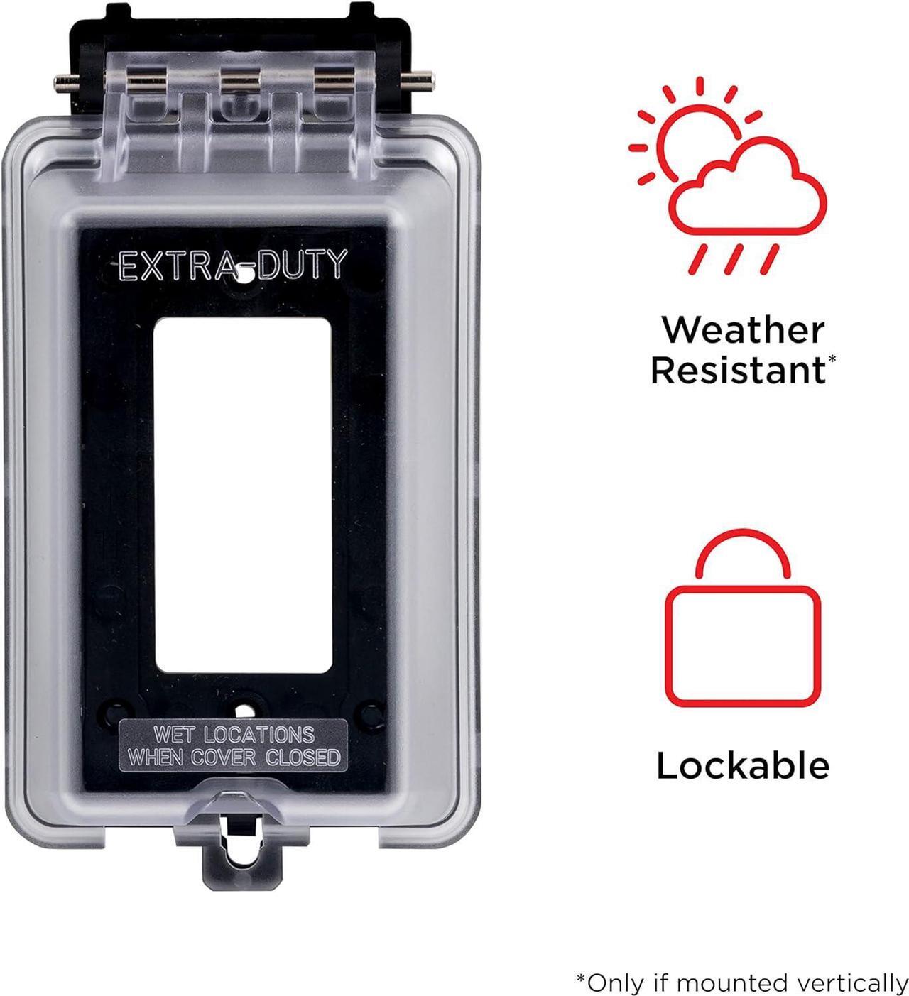 Alt view image 6 of 7 - UltraPro, Black, Outdoor Electrical Outlet Cover, Single Gang, Weatherproof Enclosure, Rated for Wet Locations, 49204