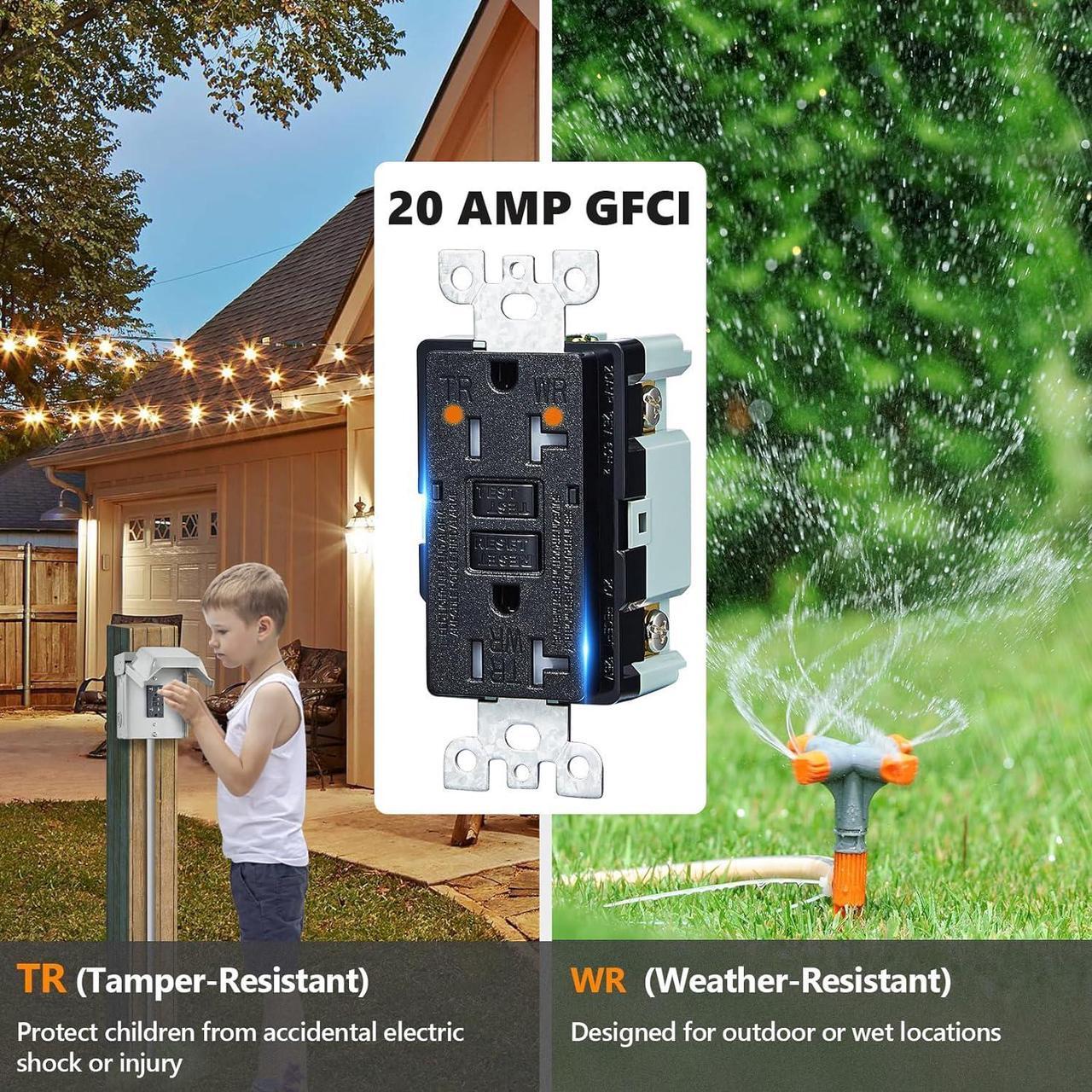 Alt view image 3 of 7 - SURAIELEC Outdoor Outlet Box, 20 AMP WRTR GFCI Receptacle, Rainproof 3R Enclosure, Weatherproof All Metal Electrical Outlet Cover, Power Plug for Outdoor Decorations, Patio Lights, ETL Listed