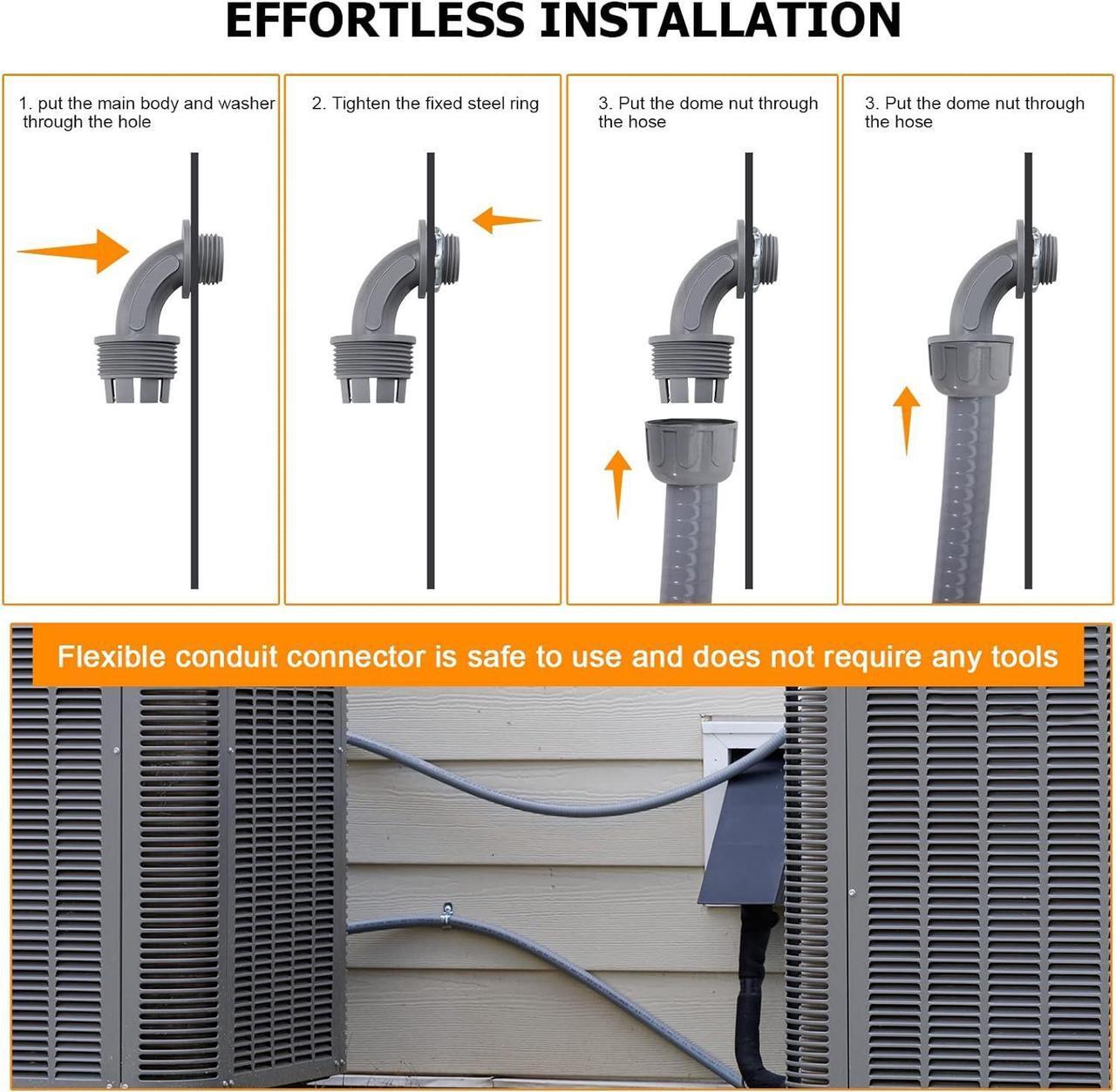 Alt view image 3 of 6 - DWALE Liquid-Tight Conduit and Connector Kit,Flexible Non Metallic Liquid Tight Electrical Conduit,1inch25ft Electrical Conduit Kit,with5 Straight and3 Angle Fittings Included,1 in. Dia (25FT)