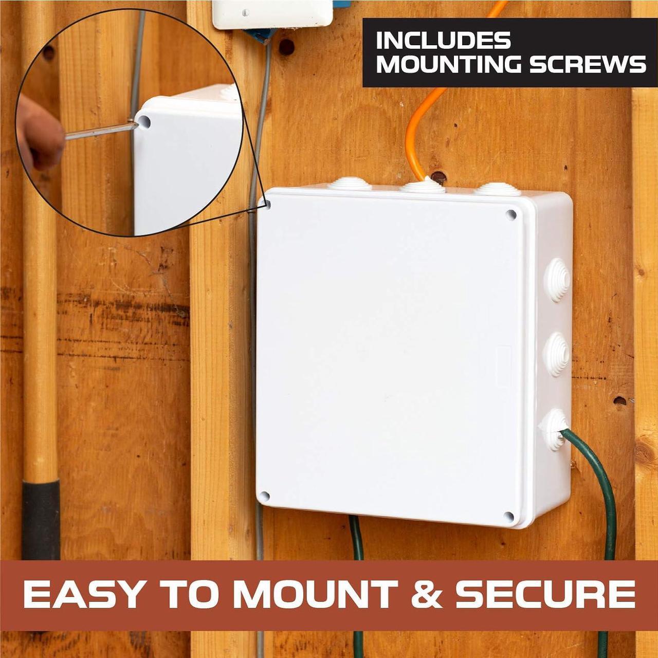 Alt view image 5 of 6 - Iron Forge Cable Waterproof Junction Box, 11 x 9 Inch Outdoor Waterproof Electrical Box, Outdoor Junction Box Enclosure, Plastic Box with Cover for Electronics, Electrical Boxes