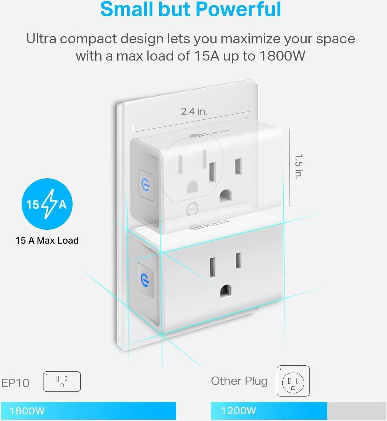 Alt view image 5 of 7 - Kasa Smart Plug Ultra Mini 15A, Smart Home Wi-Fi Outlet Works with Alexa, Google Home & IFTTT, No Hub Required, UL Certified, 2.4G WiFi Only, 2 Count (Pack of 1)(EP10P2) , White