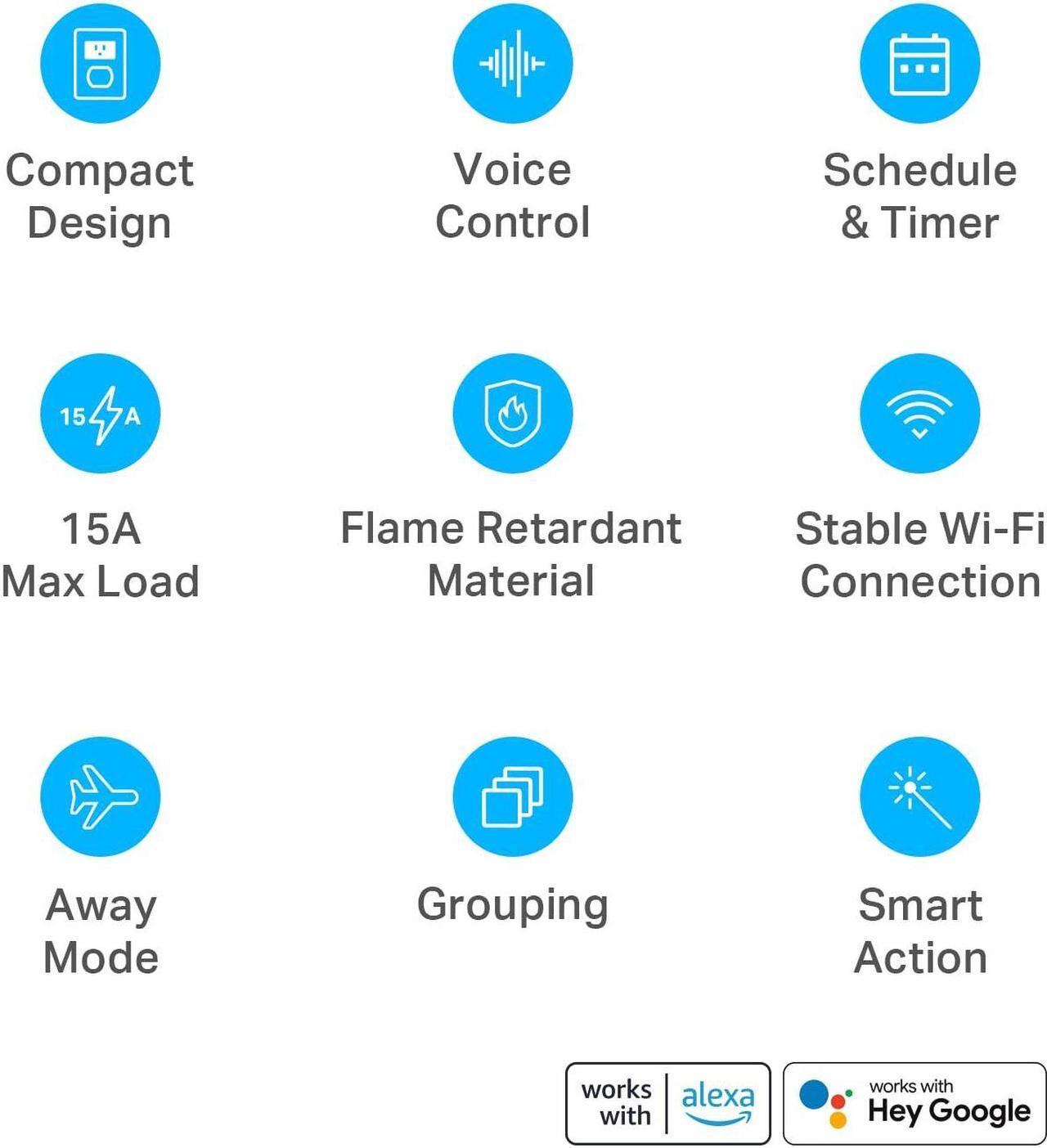 Alt view image 3 of 7 - Kasa Smart Plug Ultra Mini 15A, Smart Home Wi-Fi Outlet Works with Alexa, Google Home & IFTTT, No Hub Required, UL Certified, 2.4G WiFi Only, 2 Count (Pack of 1)(EP10P2) , White