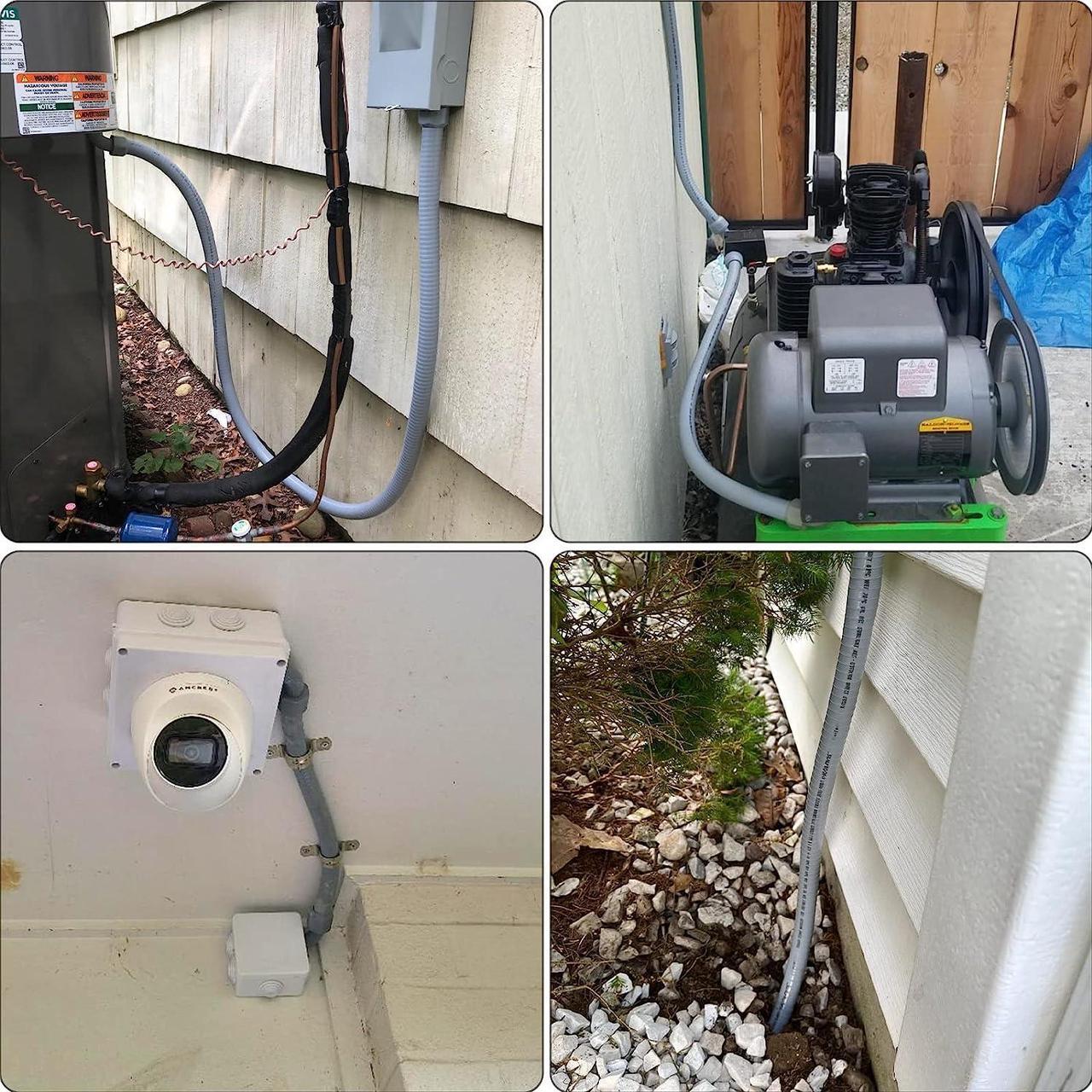 Alt view image 7 of 7 - Elecoman 3/4inch 50ft Liquid-Tight Conduit and Connector Kit,Flexible Non Metallic Liquid Tight Electrical Conduit Kit with 5 Straight and 3 90-Degree Conduit Connector Fittings,3/4 in. Dia
